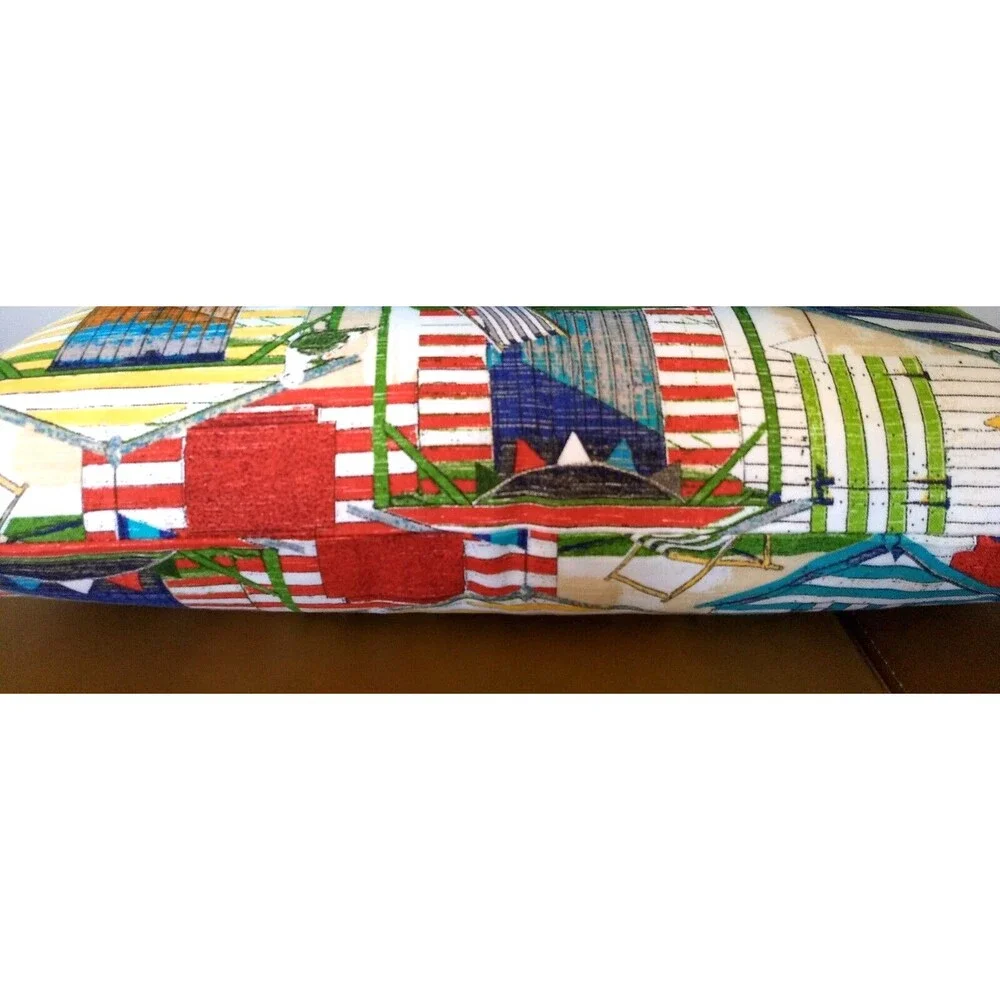 Richloom SOLARIUM BEACH HUTS 14X24‎ LUMBAR OUTDOOR Zipper Throw Pillow Cover NEW